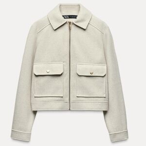 Zara soft zippered jacket cream size small NWT